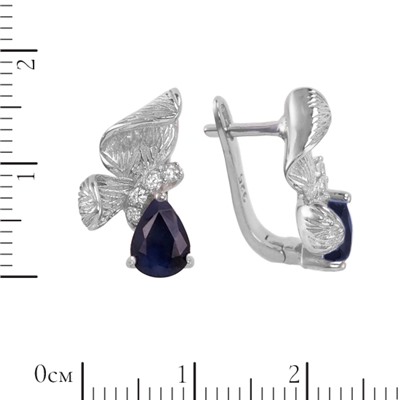 Серьги 'Крокус' с сапфирами и фианитами ТГСН.970СФR