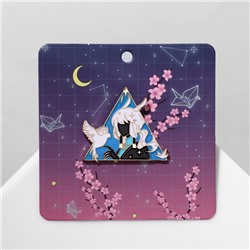 Значок «Япония» девушка с птицей, цветной в золоте