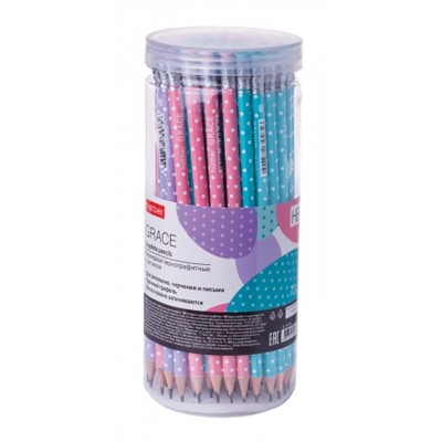 Карандаш ч/гр HB Grace с ластик в пласт.тубе Хатбер BL_061956/72/Китай