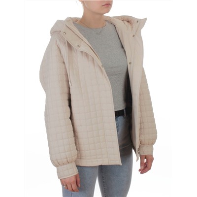 8039 LT. BEIGE Куртка стеганная демисезонная женская (100 гр. холлофайбер)