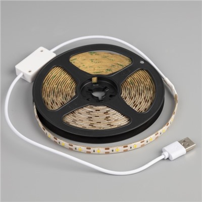 УЦЕНКА Светодиодная лента Luazon Lighting с сенсорным выключателем 5 м, IP65, SMD2835, 60 LED/м, USB, 4000К