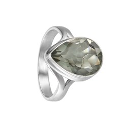 Кольцо 'Ами' с зелёным аметистом, родий ИВКС37110Х14АЗ0R1