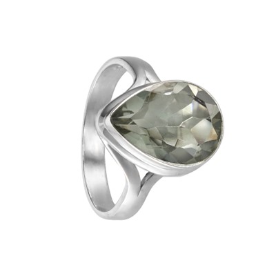 Кольцо 'Ами' с зелёным аметистом, родий ИВКС37110Х14АЗ0R1