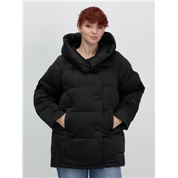 Куртка зимняя женская с капюшоном модная черного цвета 7651Ch