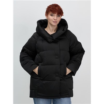 Куртка зимняя женская с капюшоном модная черного цвета 7651Ch