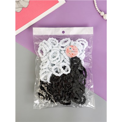 Резинки для волос «Махрушка», набор 100 шт., классика, 3 см, чёрно-белые