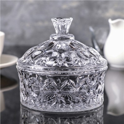 Сахарница «Круги», 250 мл, 10.5×10.5 см, с крышкой, стекло