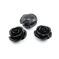 Разделитель-бусина П, Розочка  25мм, цвет черный, отверстие 1мм