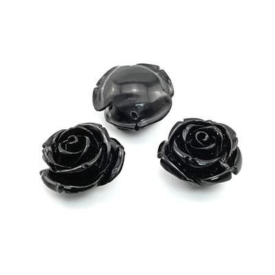 Разделитель-бусина П, Розочка  25мм, цвет черный, отверстие 1мм