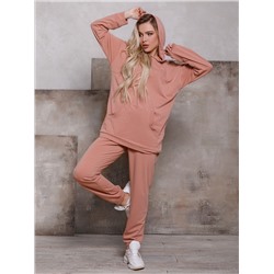Розовый костюм с удлиненным худи