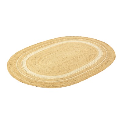 Ковер из джута овальный с вставками белого цвета из коллекции Ethnic, 200х300см