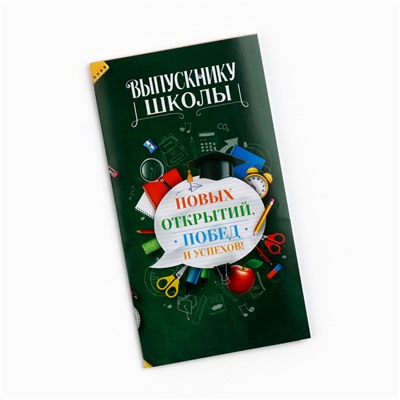 Обёртка для шоколада на выпускной «Выпускнику школы», 18.2×15.5 см