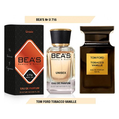 Beas U716 Tom Ford Tobacco Vanille edp 25 ml, Парфюм унисекс Beas U716 создан по мотивам аромата Tom Ford Tobacco Vanille