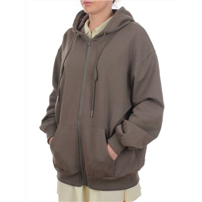 3265 KHAKI Худи на молнии женское (95% хлопок, 5% эластан)