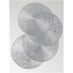 Салфетки сервировочные на стол Доляна «Сияние», d=38 см, 4 шт., серебряные