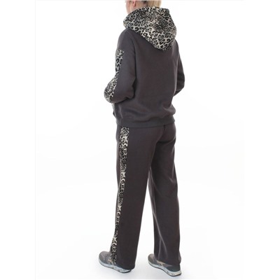 008 DK. GRAY/LEOPARD Костюм спортивный зимний женский (95% хлопок, 5% полиэстер)