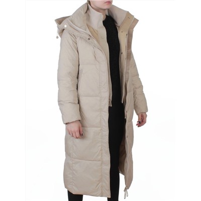 3068 BEIGE Пальто пуховое женское с внутренним жилетом (утиный пух)