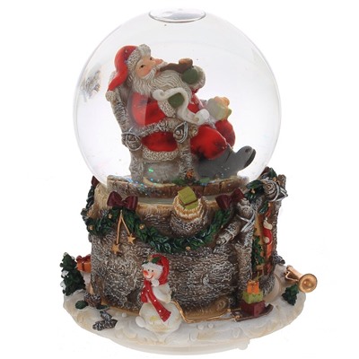 GAEM Фигурка декор в стекл шаре "Дед Мороз" (подсвет, муз и движ 3xAAA н/п) D9,5 см, L12,5 W12,5 H15,5 см