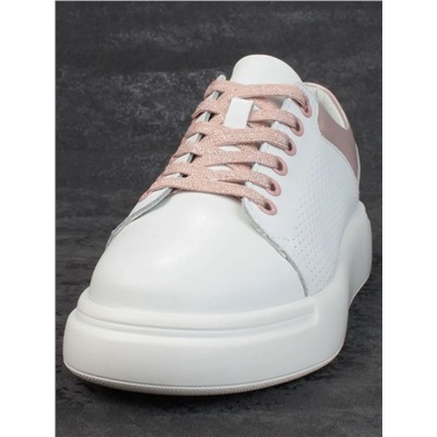 05-PDXT13-2 WHITE/PINK Кроссовки женские (натуральная кожа)