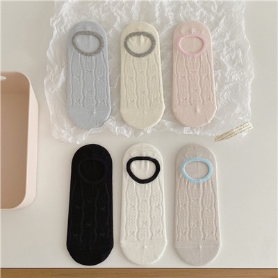 Breathable spring summer thin brand invisible socks with bow, non-slip gaiters, Korean style