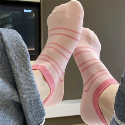 Dopamine contrasting striped boat socks stealth socks Ins tide little red book men and women in summer wild wearing cotton socks