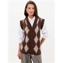 Безрукавка Ромбы на пуговицах из верблюжьей шерсти женская