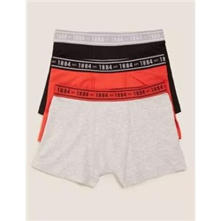 3pk Cotton Plain Trunks (6-16 Yrs)