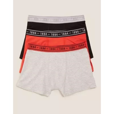 3pk Cotton Plain Trunks (6-16 Yrs)