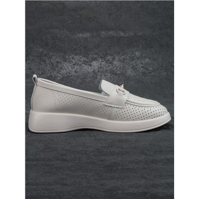 03-YD14-2D MILK WHITE Лоферы женские (натуральная кожа)