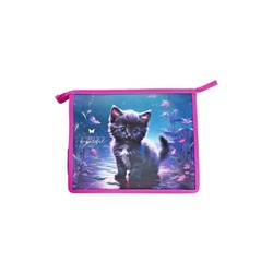 Папка для тетрадей А5, 243x200x80 мм, deVENTE "Beautiful Cat", молния сверху, пластиковая, для девочки
