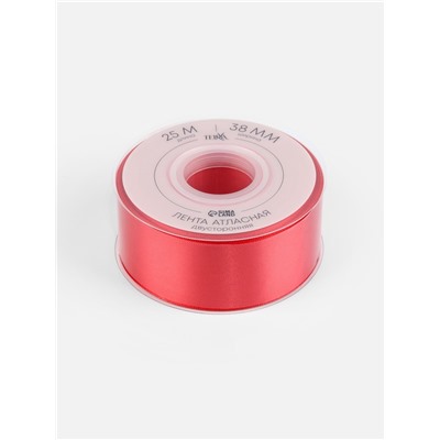 Лента атласная TEIRA, двухсторонняя, 38 мм, 25±1 м, красная №0250