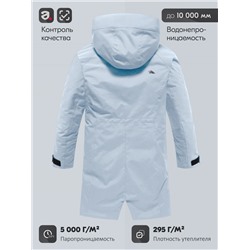 Парка зимняя женская с капюшоном светло-синего цвета 9538-1Si