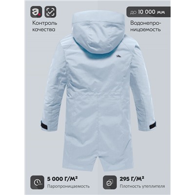 Парка зимняя женская с капюшоном светло-синего цвета 9538-1Si