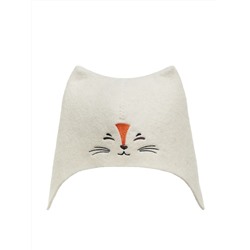 Шапка банная с вышивкой "Лисичка", фетр белый