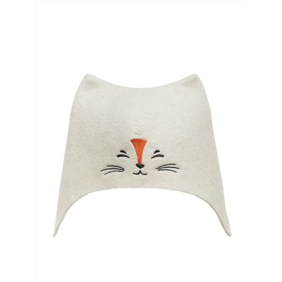 Шапка банная с вышивкой "Лисичка", фетр белый