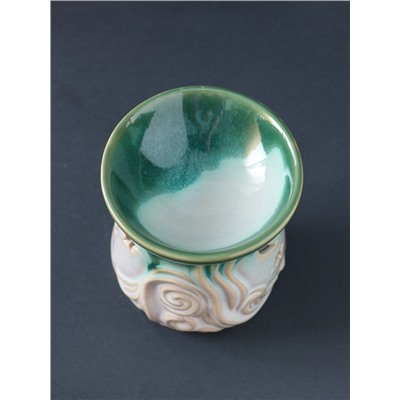 Аромалампа для эфирных масел «Море волнуется», керамика, зелёный, 8.6×8.6×9.8 см