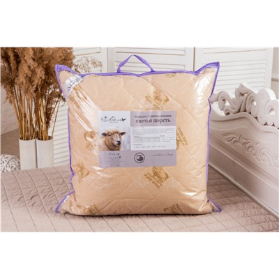 Подушка "Овечья шерсть" тик на молнии лебпух+овеч,стег,лента,сумка(Н)