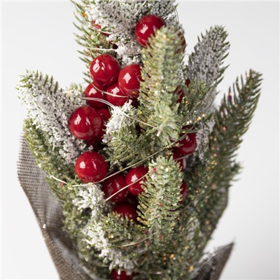 Светодиодная фигура «Снежная ёлка с ягодами», 12.5×28.5×7.5 см, пластик, батарейки CR2032×2 (в комплекте), свечение мульти