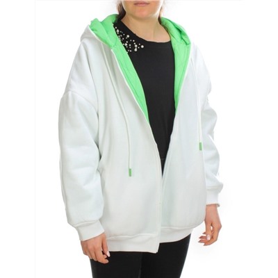 2562 WHITE/GREEN Худи женское (50 гр. синтепон)