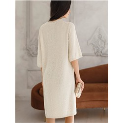 Платье вязаное из хлопковой пряжи с пайетками