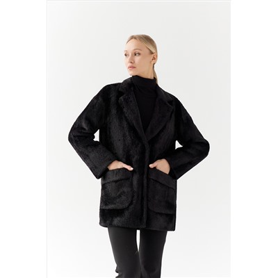 Пальто женское демисезонное 25520 (черный/тедди)
