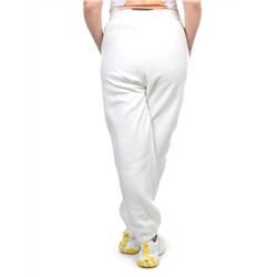 M041 WHITE Брюки спортивные женские на флисе (100% хлопок) 7986