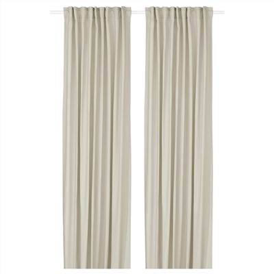 GINSTMOTT, 2 Gardinenschals, beige/mit Gardinenband,, 145x250 cm