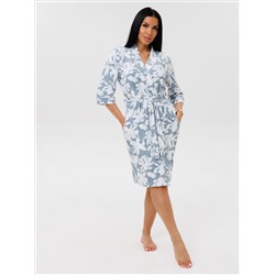 Женский халат Х-112(М) / Серо-голубой (цветы)