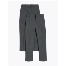 2pk Boys' Slim Leg Slim Fit School Trousers (2-18 Yrs)