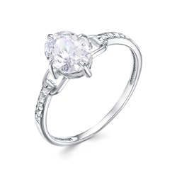 Кольцо с фианитом родированное серебро 925*