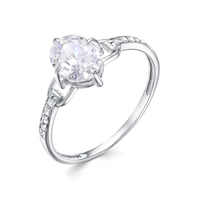 Кольцо с фианитом родированное серебро 925*