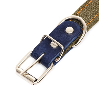 Ошейник брезентовый двухслойный, 50×2 см, ОШ 25-35 см, хаки