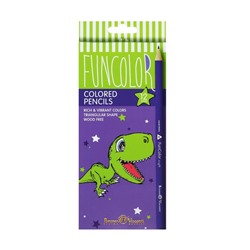 Карандаши цветные 12 цветов FunColor, пластиковые, трёхгранные, МИКС