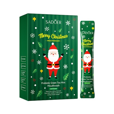 Ополаскиватель для полости рта с зелёным чаем SADOER, 20шт/10 мл (Новогодняя серия)